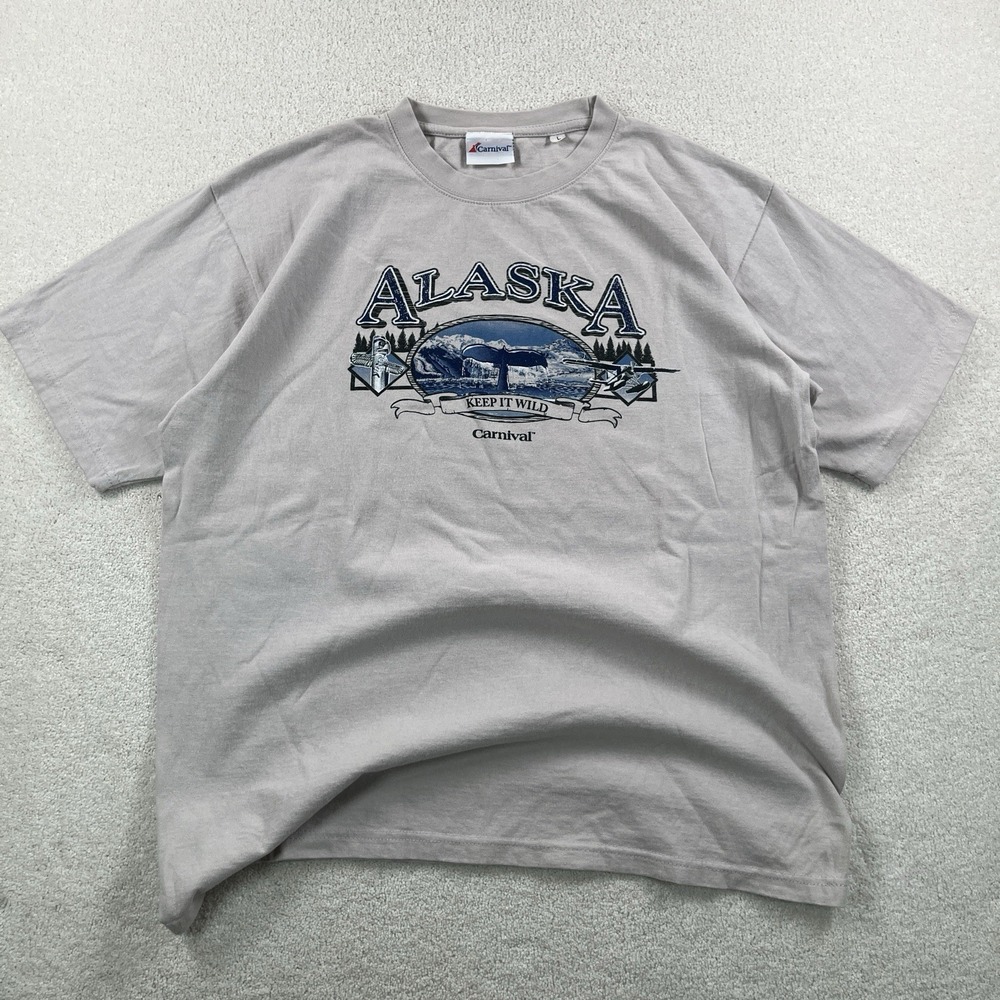 Vintage Carnival Cruise Line Alaska Tshirt Men's Large Gray Keep It Wild Whale